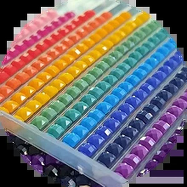 Bolsas de gemas ordenadas por color
